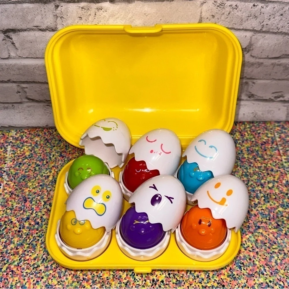 Tomy Hide N Squeak Eggs 1993 Kids Learning Matching Colors Sounds Toy Sensory